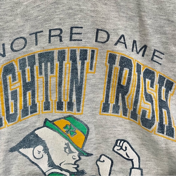 RARE VINTAGE Notre Dame Fighting Irish STARTER XL hooded sweatshirt leprechaun - Picture 3 of 13